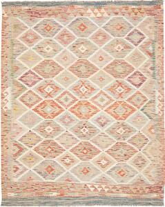 Tappeto Kilim Afghanistan Geometrico Beige Arancio 149x188 Cm