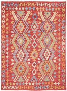 Tappeto Kilim Afghanistan Geometrico Rosso Blu 149x205 Cm
