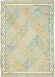 Tappeto Kilim Afghanistan Geometrico Beige Verde 150x203 Cm