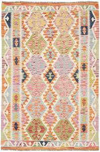 Tappeto Kilim Afghanistan Astratto Multicolore Pastello 125x185 Cm