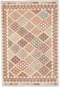 Tappeto Kilim Afghanistan Astratto Multicolore Beige 123x174 Cm