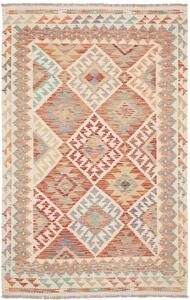Tappeto Kilim Afghanistan Geometrico Crema Rosso 124x197 Cm