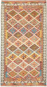 Tappeto Kilim Afghanistan Astratto Multicolore Vivace 107x199 Cm