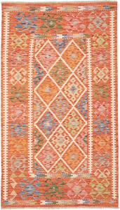 Tappeto Kilim Afghanistan Geometrico Arancione Blu 110x202 Cm