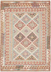 Tappeto Kilim Afghanistan Geometrico Azzurro Beige 122x177 Cm
