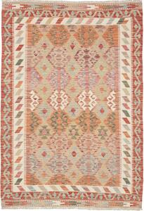 Tappeto Kilim Afghanistan Geometrico Terracotta Beige 127x180 Cm