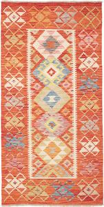 Tappeto Kilim Afghanistan Astratto Arancio Blu 102x209 Cm