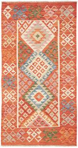 Tappeto Kilim Afghanistan Astratto Arancio Policromo 103x195 Cm