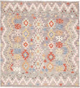 Tappeto Kilim Afghanistan Geometrico Grigio Multicolor 147x159 Cm
