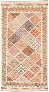 Tappeto Kilim Afghanistan Geometrico Crema Multicolore 102x194 Cm