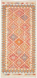 Tappeto Kilim Afghanistan Geometrico Arancio Blu Avorio 99x206 Cm