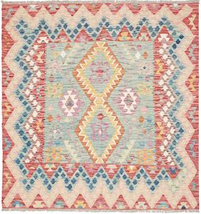 Tappeto Kilim Afghanistan Astratto Azzurro Rosso 158x163 Cm