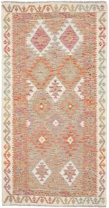 Tappeto Kilim Afghanistan Geometrico Arancio Azzurro 99x190 Cm