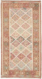 Tappeto Kilim Afghanistan Astratto Beige Terracotta Multicolor 102x193 Cm