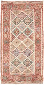 Tappeto Kilim Afghanistan Geometrico Terracotta Azzurro 101x196 Cm