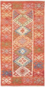 Tappeto Kilim Afghanistan Geometrico Arancio Multicolore 105x202 Cm