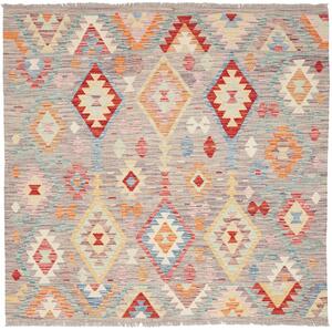 Tappeto Kilim Afghanistan Astratto Grigio Multicolore 151x149 Cm