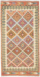 Tappeto Kilim Afghanistan Geometrico Arancio Blu 102x198 Cm