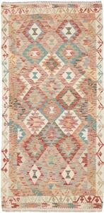 Tappeto Kilim Afghanistan Astratto Terracotta Turchese 97x200 Cm