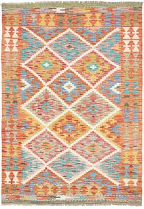 Tappeto Kilim Afghanistan Geometrico Arancione Azzurro 101x147 Cm