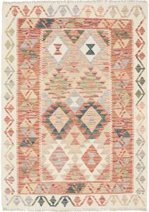 Tappeto Kilim Afghanistan Geometrico Crema Terracotta 101x142 Cm
