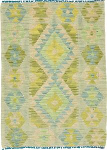 Tappeto Kilim Afghanistan Geometrico Verde Blu 64x87 Cm