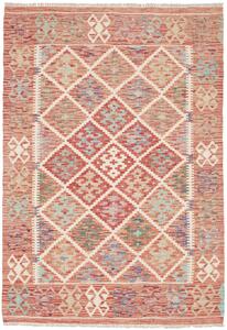 Tappeto Kilim Afghanistan Geometrico Terracotta Azzurro 104x148 Cm