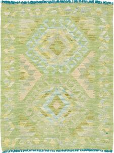 Tappeto Kilim Afghanistan Geometrico Verde Azzurro 67x87 Cm