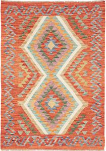 Tappeto Kilim Afghanistan Geometrico Arancione Multicolore 105x151 Cm