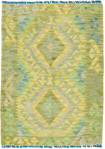 Tappeto Kilim Afghanistan Geometrico Verde Giallo 66x89 Cm