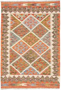 Tappeto Kilim Afghanistan Geometrico Multicolore Arancio 104x148 Cm