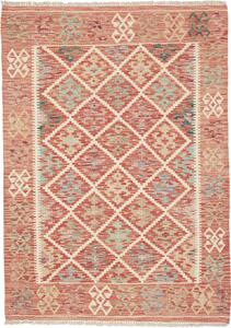 Tappeto Kilim Afghanistan Geometrico Rosso Mattone Azzurro 105x146 Cm