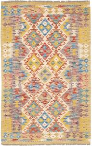 Tappeto Kilim Afghanistan Geometrico Crema Giallo 108x158 Cm
