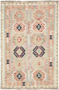 Tappeto Kilim Afghanistan Geometrico Multicolore Pastello Blu Scuro 101x150 Cm