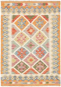 Tappeto Kilim Afghanistan Geometrico Arancione Beige 100x141 Cm