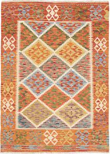 Tappeto Kilim Afghanistan Geometrico Arancio Multicolore 105x145 Cm