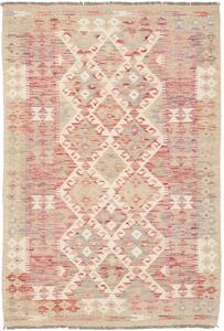 Tappeto Kilim Afghanistan Geometrico Beige Rosso Tenue 106x155 Cm
