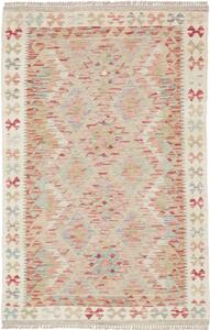 Tappeto Kilim Afghanistan Geometrico Crema Rosa Azzurro 95x152 Cm