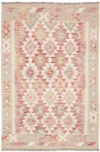 Tappeto Kilim Afghanistan Astratto Crema Rosso 99x146 Cm