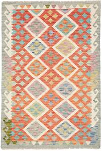 Tappeto Kilim Afghanistan Geometrico Arancio Azzurro 101x150 Cm