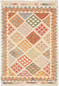 Tappeto Kilim Afghanistan Astratto Multicolore Crema 102x148 Cm