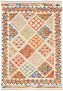 Tappeto Kilim Afghanistan Astratto Crema Multicolore 106x151 Cm