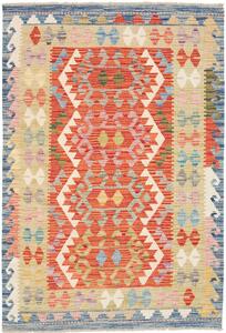 Tappeto Kilim Afghanistan Geometrico Arancione Blu 102x147 Cm