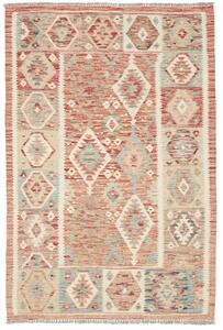 Tappeto Kilim Afghanistan Astratto Terracotta Azzurro 103x153 Cm