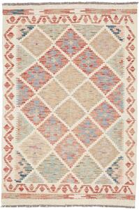 Tappeto Kilim Afghanistan Astratto Crema Rosso 99x145 Cm