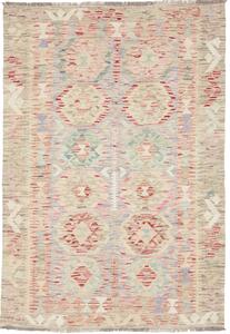 Tappeto Kilim Afghanistan Geometrico Beige Azzurro Rosa 104x150 Cm