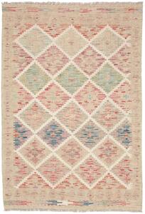 Tappeto Kilim Afghanistan Astratto Crema Pastello 103x149 Cm