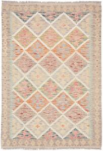 Tappeto Kilim Afghanistan Astratto Multicolore Pastello 103x150 Cm