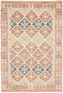 Tappeto Kilim Afghanistan Astratto Terracotta Azzurro 103x152 Cm