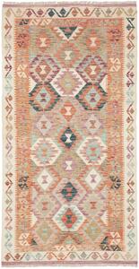 Tappeto Kilim Afghanistan Geometrico Crema Multicolore Pastello 99x192 Cm